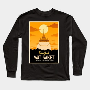 Bangkok Travel and Tourism Poster Print of Wat Saket Long Sleeve T-Shirt